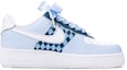 Order 【訂製球鞋】Nike Air Force 1 Low 空軍一號 手繪 藍色菱格紋 少女風 絲帶鞋帶 清新 低筒 板鞋 女款 白藍