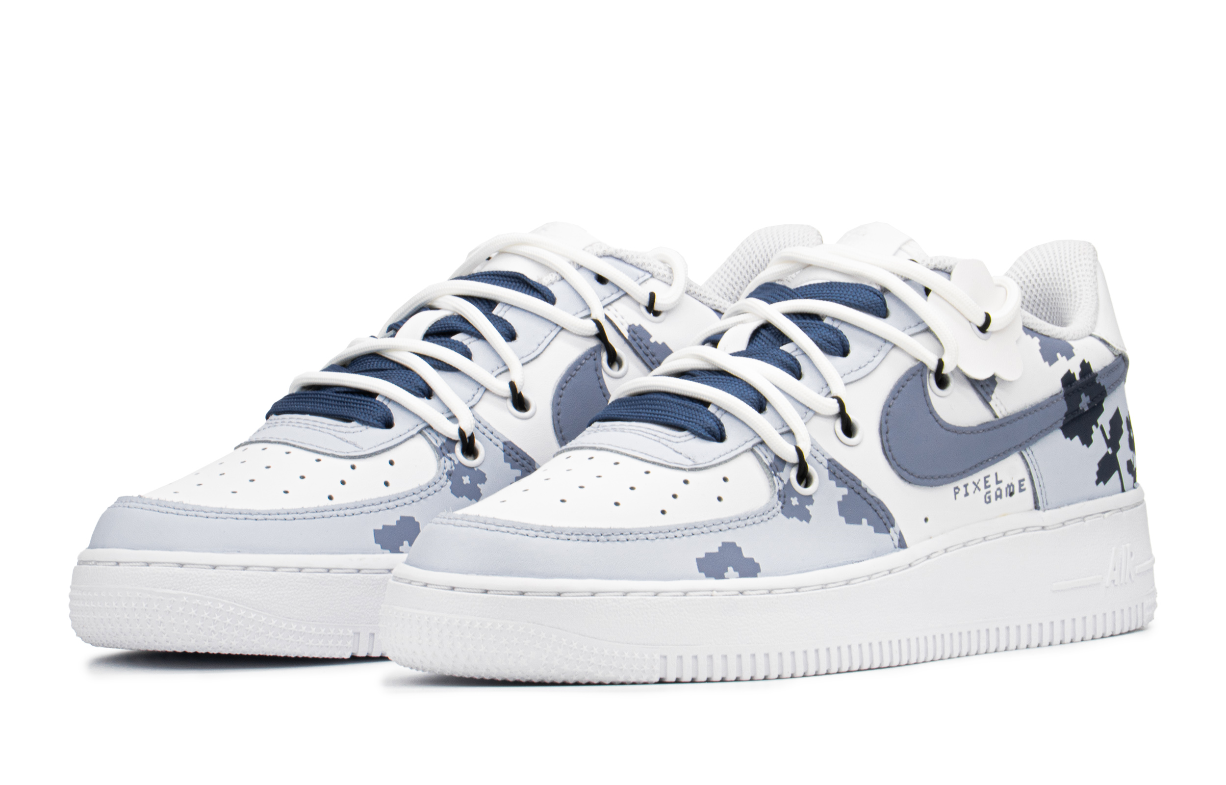 Lookbook (W) Zapatillas Nike Air Force 1 Low 'Azul Blanco Pixel' Personalizadas DD8959-100(TeamA-AF蓝白花S-BOX)