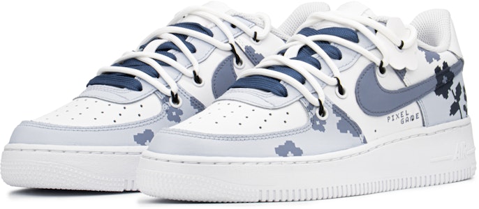 【定制球鞋】Nike Air Force 1 Low fzbb 做舊 解構 藍白像素 小花 清新 低幫 板鞋 女款 藍白 禮盒 Lookbook 【定制球鞋】Nike Air Force 1 Low fzbb 做舊 解構 藍白像素 小花 清新 低幫 板鞋 女款 藍白 禮盒