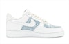 Lookbook 【客製球鞋】 Nike Air Force 1 Low 古布系列 不規則腰果花 縫紉 破壞毛邊 低筒 板鞋 女款 藍色