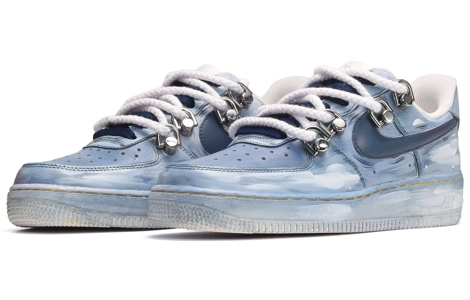 Lookbook (W) [Kasut Custom] Nike Air Force 1 Low 'Blue Dip Sea Salt Graffiti' DD8959-100(TeamE-女款海盐涂鸦蓝黑)