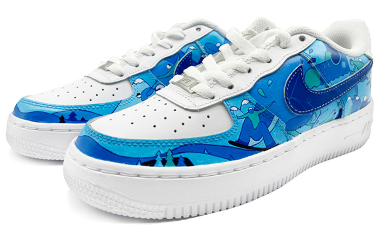 Lookbook (W) [Sepatu Custom] Nike Air Force 1 Low 'Blue Ice' Biru Es DD8959-100(Team9-女款冰雪运动蓝白)