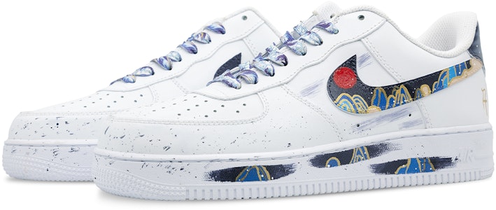 【定制球鞋】 Nike Air Force 1 Low 潑墨 千里江山 低幫 板鞋 女款 藍白 Lookbook 【定制球鞋】 Nike Air Force 1 Low 潑墨 千里江山 低幫 板鞋 女款 藍白