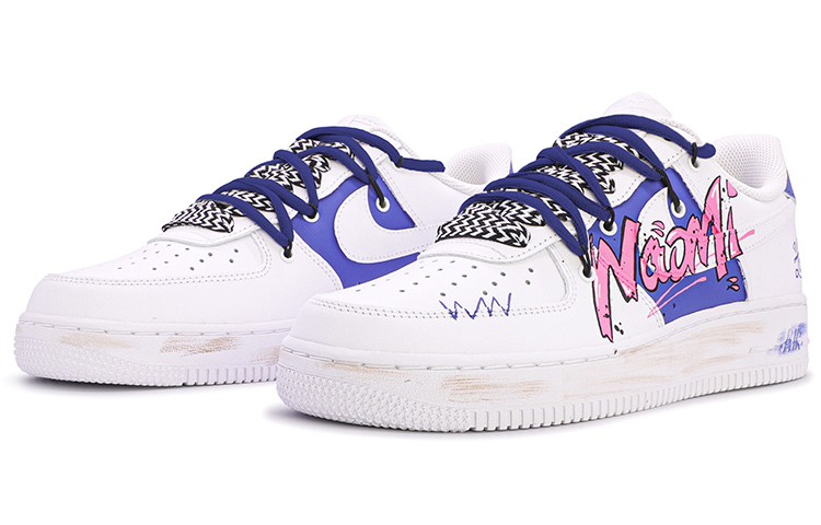 Lookbook 【定制球鞋】 Nike Air Force 1 Low 空軍一號 納米字體 創意塗鴉 低幫 板鞋 女款 藍白