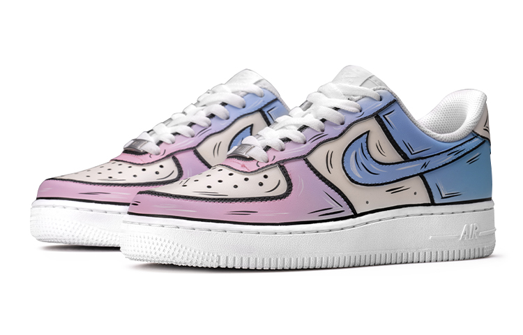 Lookbook (W) [Zapatos Personalizados] Nike Air Force 1 Low 'Grulla Azul Morado' DD8959-100(TeamB-棉花糖二次元蓝白粉)