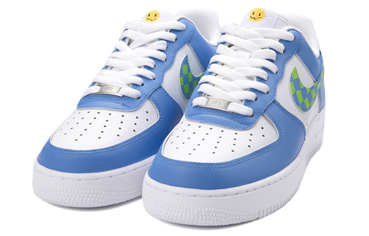Lookbook (W) [Kasut Custom] Nike Air Force 1 Rendah 'Biru Hijau Putih Catur Senyum' DD8959-100(Team18-AF低帮女款蓝绿棋盘格)