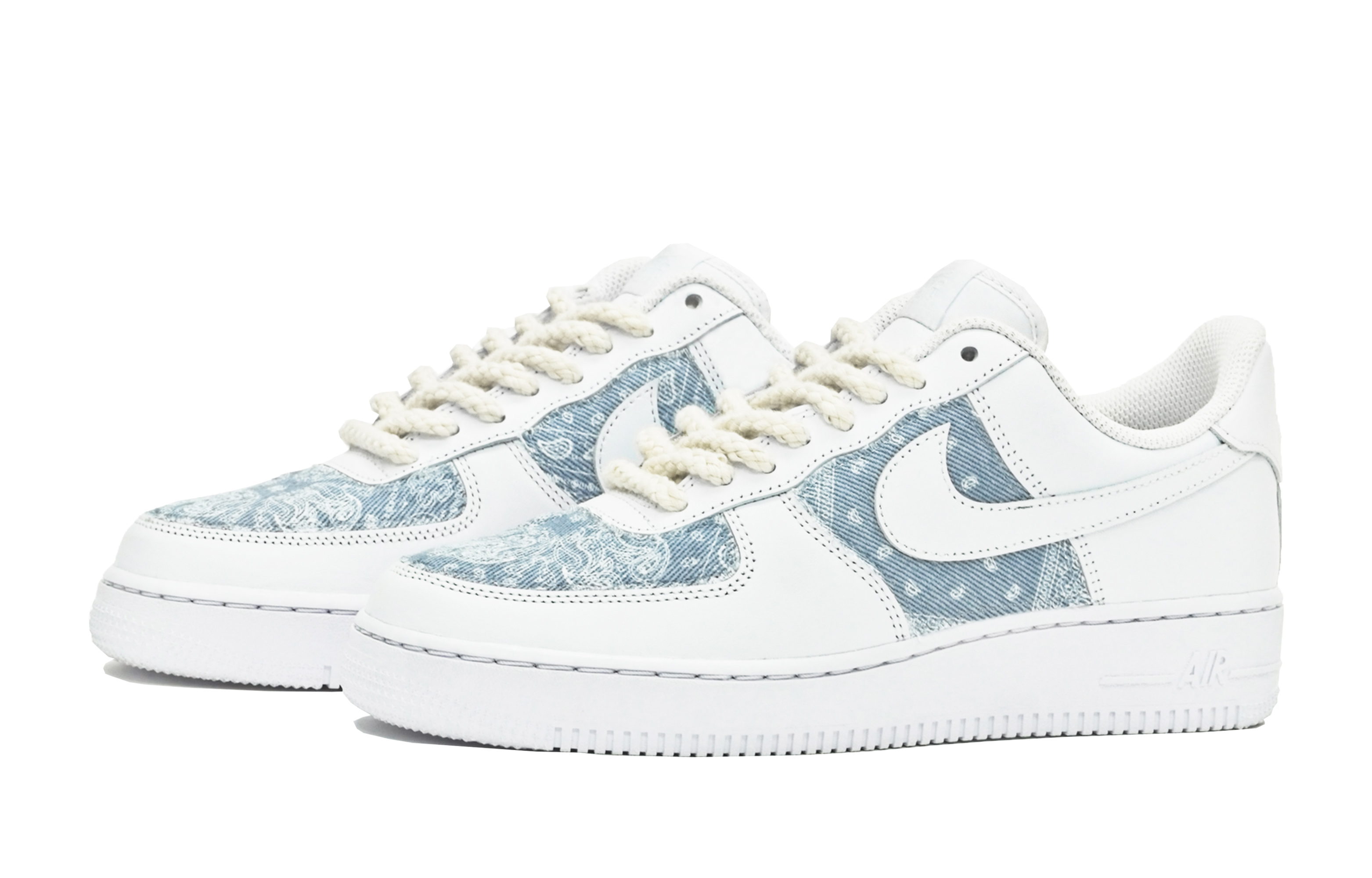 Shop (W) [Kasut Custom] Nike Air Force 1 Low 'Blue Paisley Patchwork' DD8959-100(Team14-古布蓝腰果S-Box)