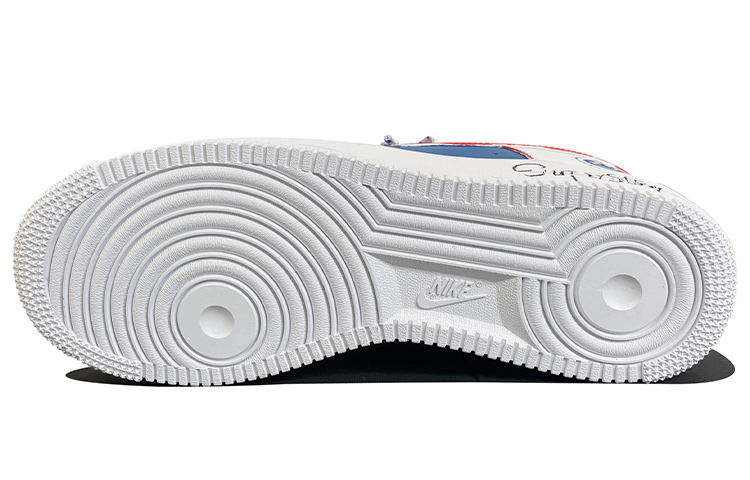 Purchase (W) Zapatillas Nike Air Force 1 Low 'Azul Blanco Pintura Spray Grafiti' DD8959-100(TeamD-女款笑脸手绘涂鸦白蓝)