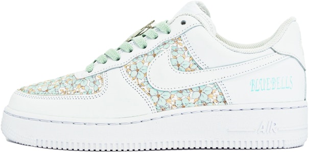 【定制球鞋】Nike Air Force 1 Low ABLOODING 花卉系列 藍風鈴 縫紉 休閒 低幫 板鞋 女款 白藍綠 Buy 【定制球鞋】Nike Air Force 1 Low ABLOODING 花卉系列 藍風鈴 縫紉 休閒 低幫 板鞋 女款 白藍綠