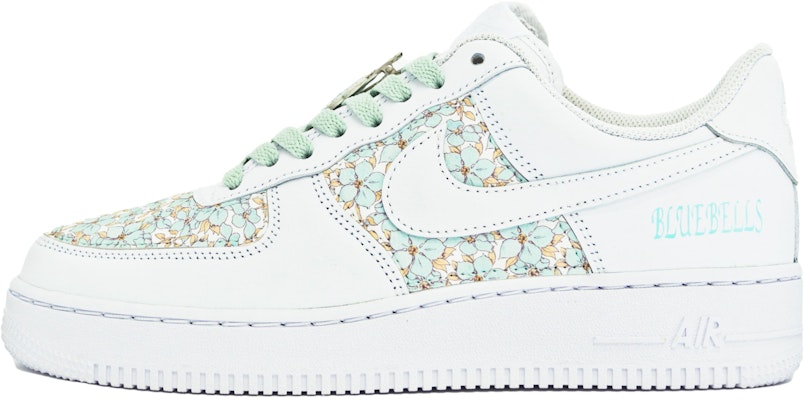 【定制球鞋】Nike Air Force 1 Low ABLOODING 花卉系列 藍風鈴 縫紉 休閒 低幫 板鞋 女款 白藍綠 Buy 【定制球鞋】Nike Air Force 1 Low ABLOODING 花卉系列 藍風鈴 縫紉 休閒 低幫 板鞋 女款 白藍綠