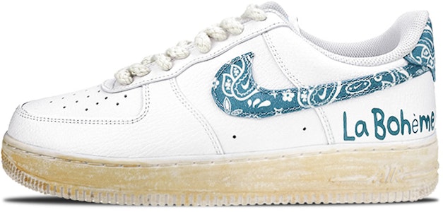 【定製球鞋】 Nike Air Force 1 Low 7 這是玩鞋 腰果花盛行 波希米亞風 做舊 低幫 板鞋 女款 白藍 Buy 【定製球鞋】 Nike Air Force 1 Low 7 這是玩鞋 腰果花盛行 波希米亞風 做舊 低幫 板鞋 女款 白藍