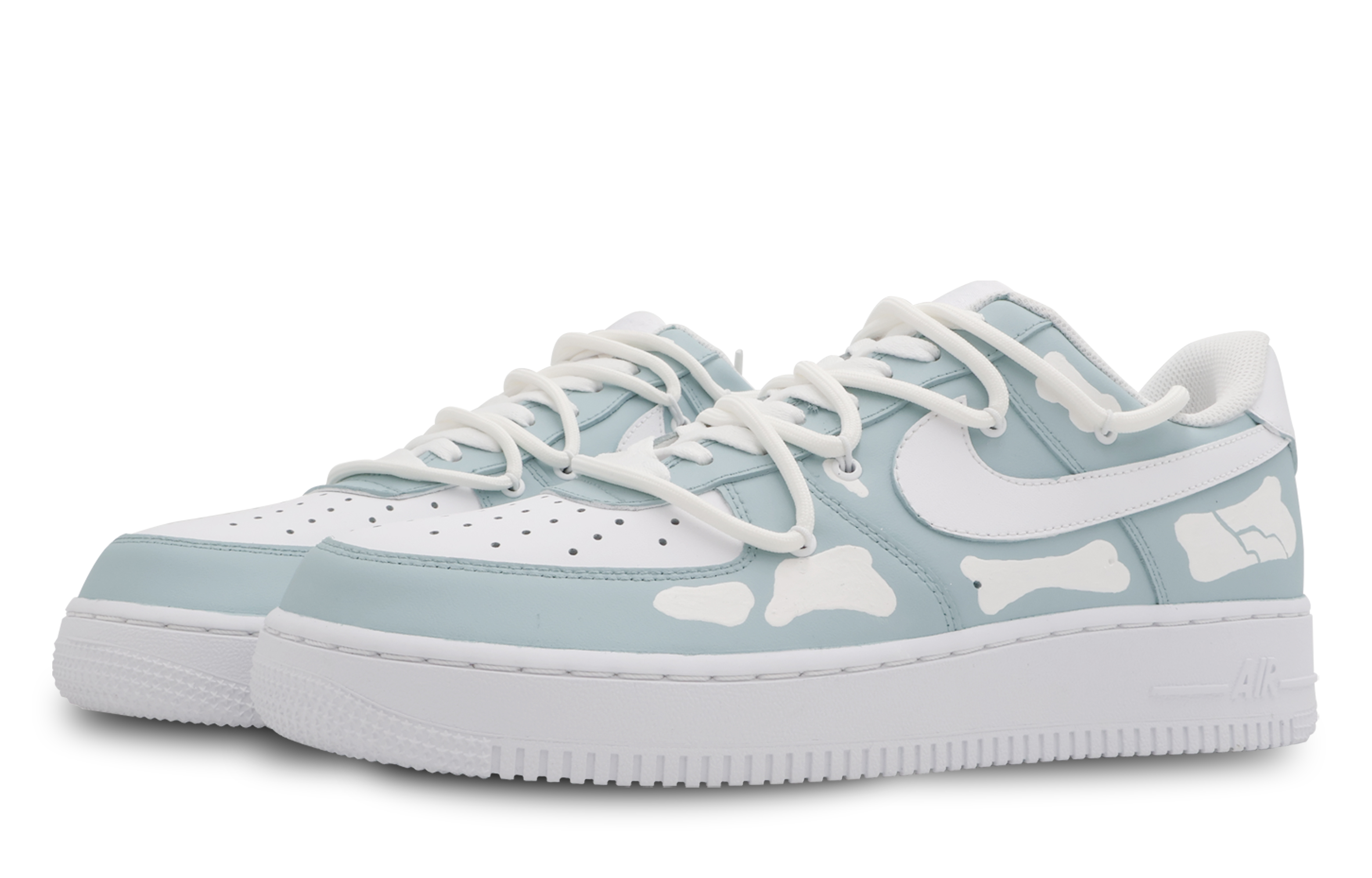 Lookbook (W) [Kasut Rekaan Custom] Nike Air Force 1 Rendah 'Bone Blue Punk' DD8959-100(Team53女款骨骼)