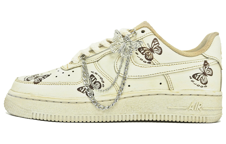 Buy (W) [Kasut Rekaan] Nike Air Force 1 Rendah 'Butterfly Vintage Chain Krim-Coklat' DD8959-100(Team14-女款蝴蝶S-BoxQD)