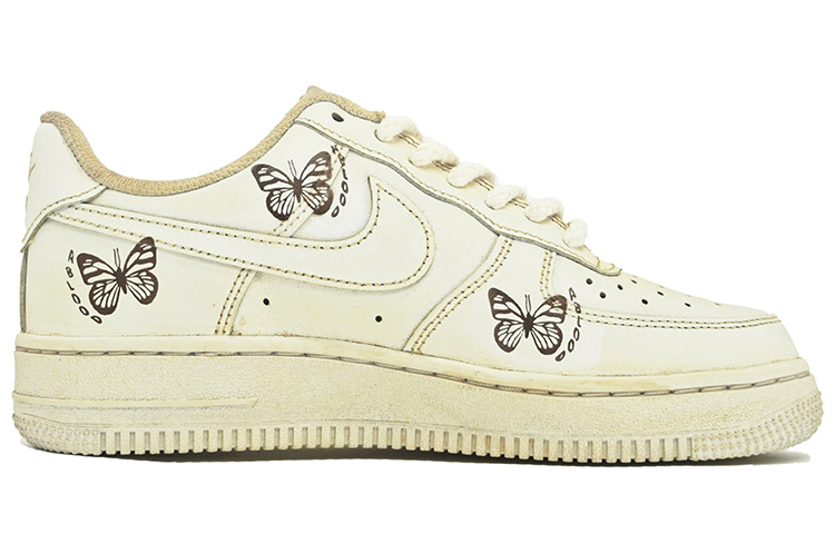 Order (W) [Kasut Rekaan] Nike Air Force 1 Rendah 'Butterfly Vintage Chain Krim-Coklat' DD8959-100(Team14-女款蝴蝶S-BoxQD)