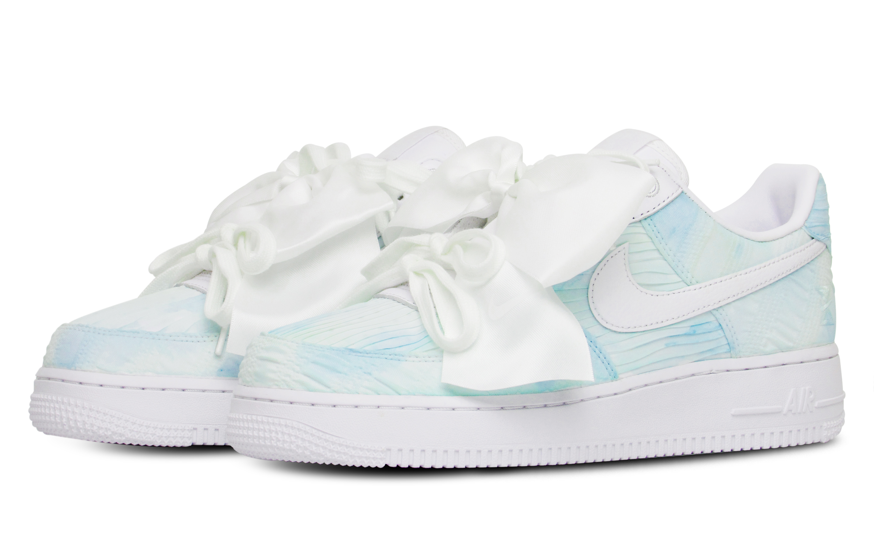 Lookbook (W) [定制鞋款] 耐克空军一号低帮 '蝴蝶结清新蓝绿色' DV4244-111(Team65-清新蓝色)