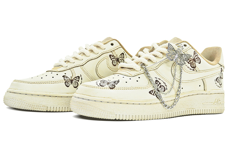 Lookbook (W) [Kasut Rekaan] Nike Air Force 1 Rendah 'Butterfly Vintage Chain Krim-Coklat' DD8959-100(Team14-女款蝴蝶S-BoxQD)