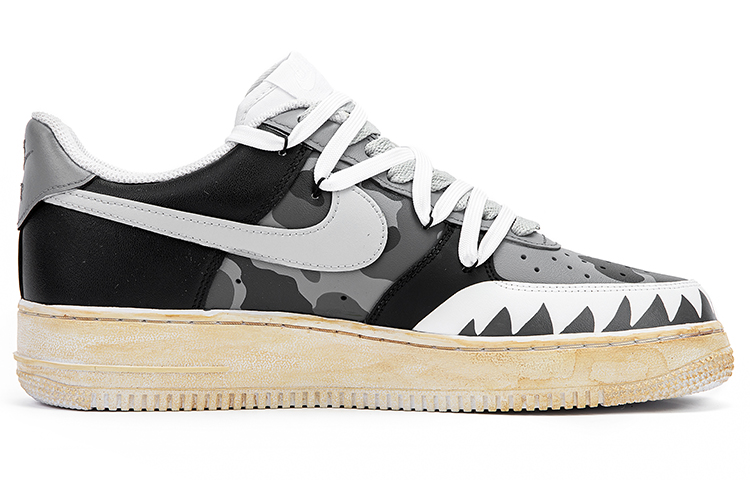 Order (W) 나이키 에어포스 1 로우 '카모 크레인 해체 분위기' (59 characters) DD8959-100(TeamB-女款黑白灰迷彩解构风鞋带)