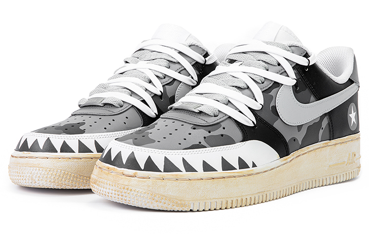 Lookbook (W) 나이키 에어포스 1 로우 '카모 크레인 해체 분위기' (59 characters) DD8959-100(TeamB-女款黑白灰迷彩解构风鞋带)