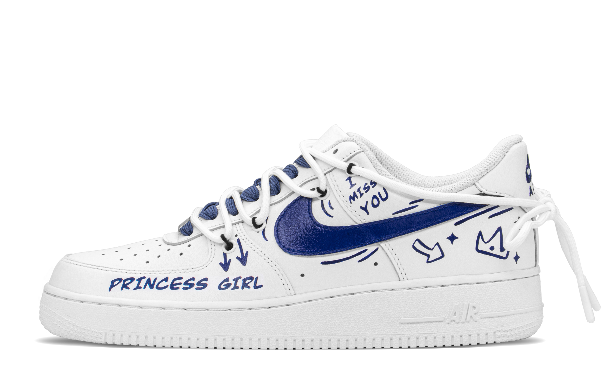 Buy (W) [Sepatu Custom] Nike Air Force 1 Low 'Campus Love Biru Putih' DD8959-100(TeamA-AF校园女S-BOX)