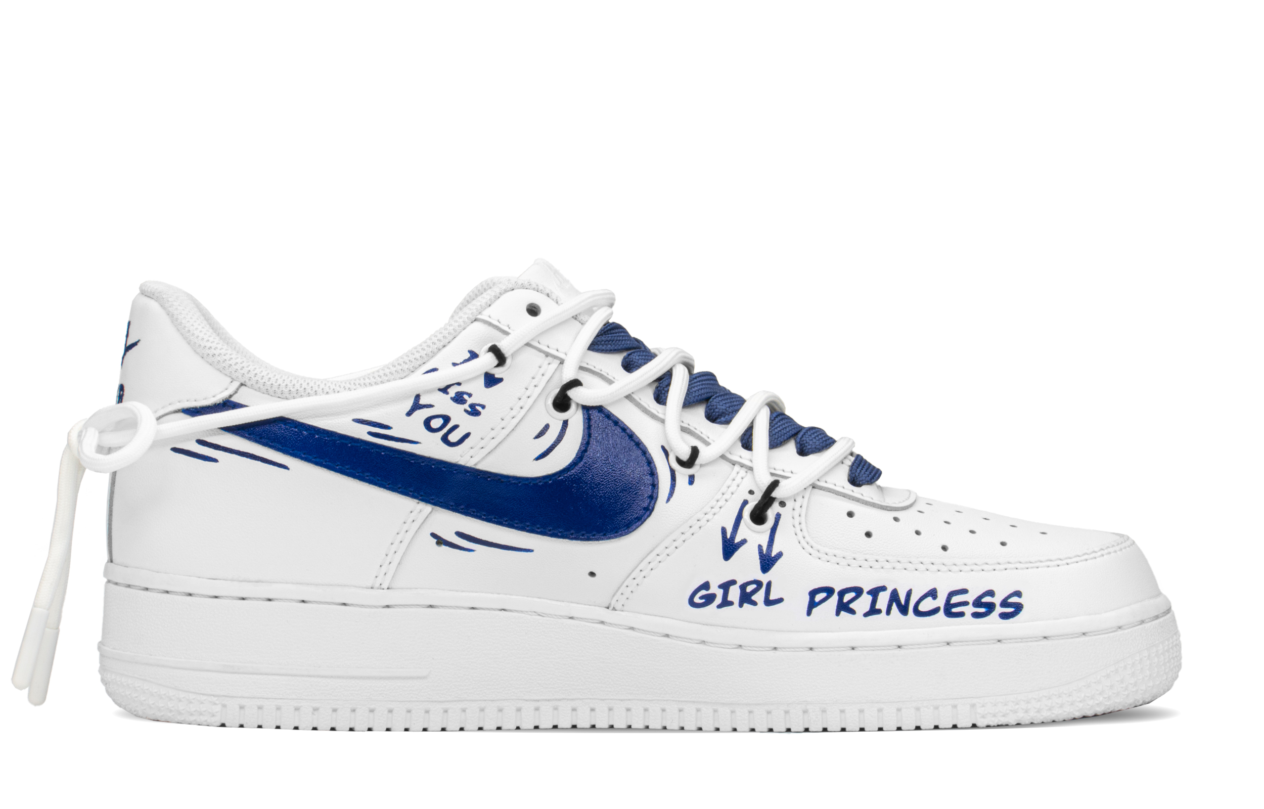 Order (W) [Sepatu Custom] Nike Air Force 1 Low 'Campus Love Biru Putih' DD8959-100(TeamA-AF校园女S-BOX)