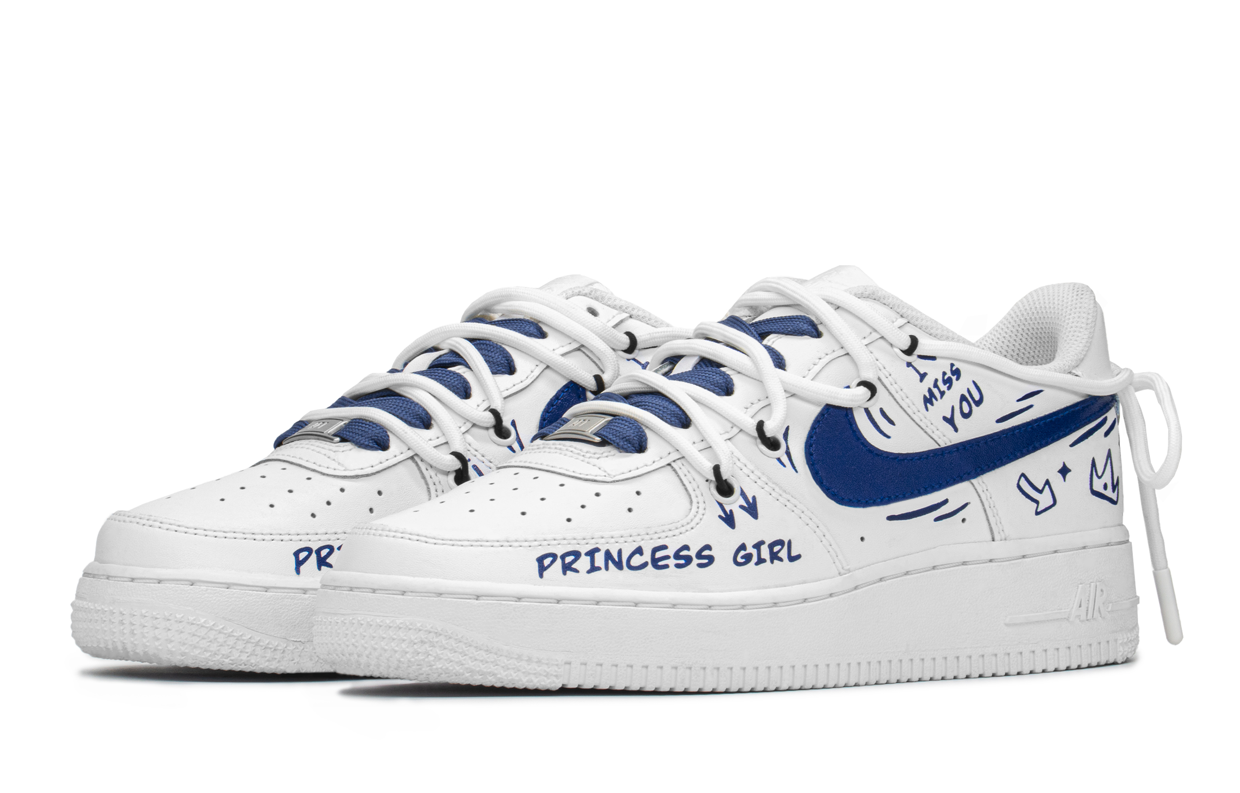 Lookbook (W) [Sepatu Custom] Nike Air Force 1 Low 'Campus Love Biru Putih' DD8959-100(TeamA-AF校园女S-BOX)