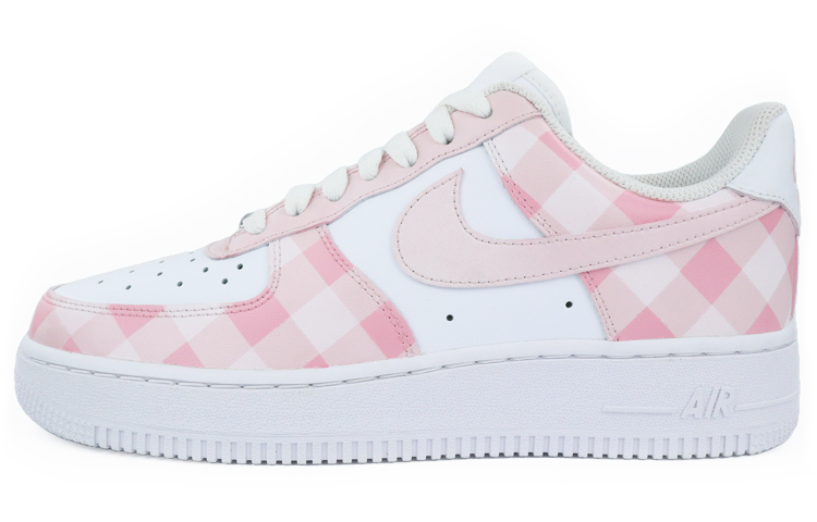 Buy 【訂製球鞋】 Nike Air Force 1 Low 空軍一號 格紋 棋盤格 卡通 低筒 板鞋 女款 白粉