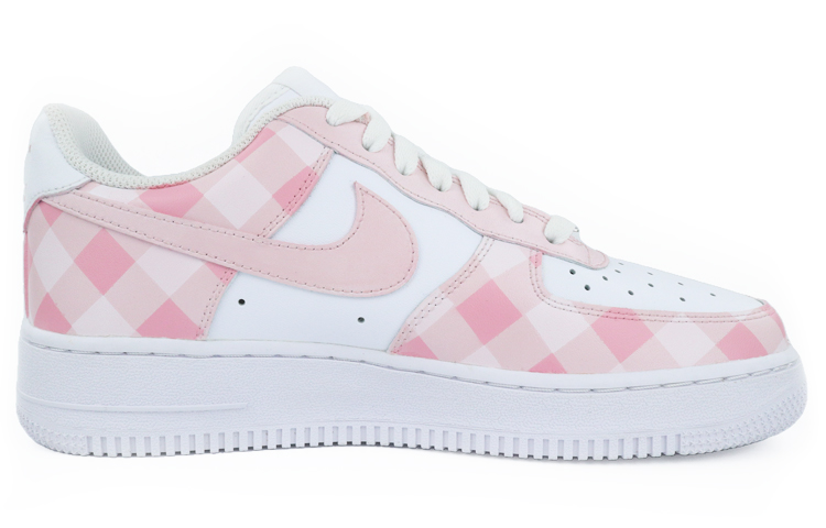 Order 【訂製球鞋】 Nike Air Force 1 Low 空軍一號 格紋 棋盤格 卡通 低筒 板鞋 女款 白粉