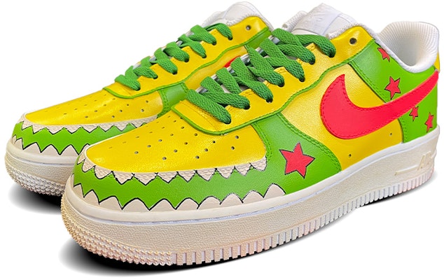 【訂製球鞋】Nike Air Force 1 Low 空軍一號 鯊魚牙齒 撞色 滿天星 卡通 做舊氧化 低幫 板鞋 女款 黃綠紅 Lookbook 【訂製球鞋】Nike Air Force 1 Low 空軍一號 鯊魚牙齒 撞色 滿天星 卡通 做舊氧化 低幫 板鞋 女款 黃綠紅