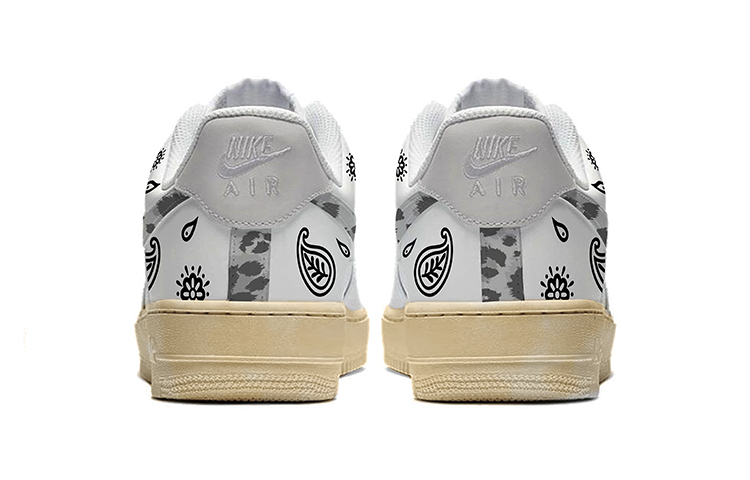 Shop (W) 【カスタムシューズ】(女性用) ナイキ エアフォース1 ロー 'カシューフラワーバイブ' 315115-112(Team-E女款腰果花做旧黑白)