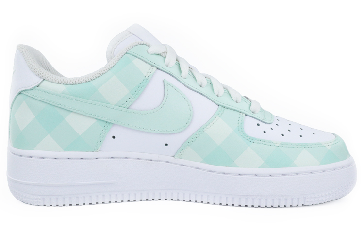 Order 【定製球鞋】Nike Air Force 1 Low 空軍一號 格紋 棋盤格 卡通 低幫 板鞋 女款 白綠