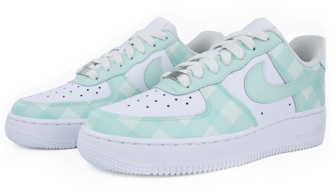 【定製球鞋】Nike Air Force 1 Low 空軍一號 格紋 棋盤格 卡通 低幫 板鞋 女款 白綠 Lookbook 【定製球鞋】Nike Air Force 1 Low 空軍一號 格紋 棋盤格 卡通 低幫 板鞋 女款 白綠