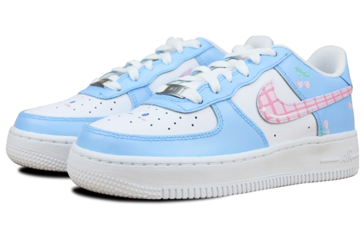Lookbook (W) 【カスタムシューズ】(女性) ナイキ エアフォース 1 ロー 'サクラ チェッカーロール' 314192-117(Team叁-女款喷绘手绘粉蓝玉桂狗)