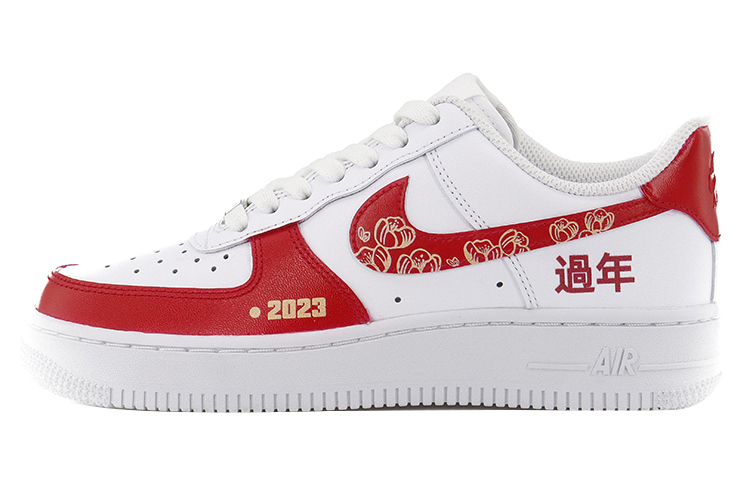 Buy 【定製球鞋】Nike Air Force 1 Low 潮流兔年 中國紅 過年好 低幫 板鞋 女款 純白