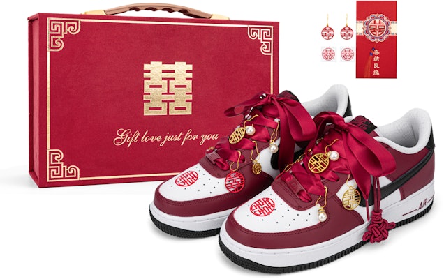 【訂製球鞋】Nike Air Force 1 Low 婚慶 台灣潮流 秀禾 婚鞋 中式 中國結 喜慶 防滑 低筒 板鞋 女款 白紅 Buy 【訂製球鞋】Nike Air Force 1 Low 婚慶 台灣潮流 秀禾 婚鞋 中式 中國結 喜慶 防滑 低筒 板鞋 女款 白紅