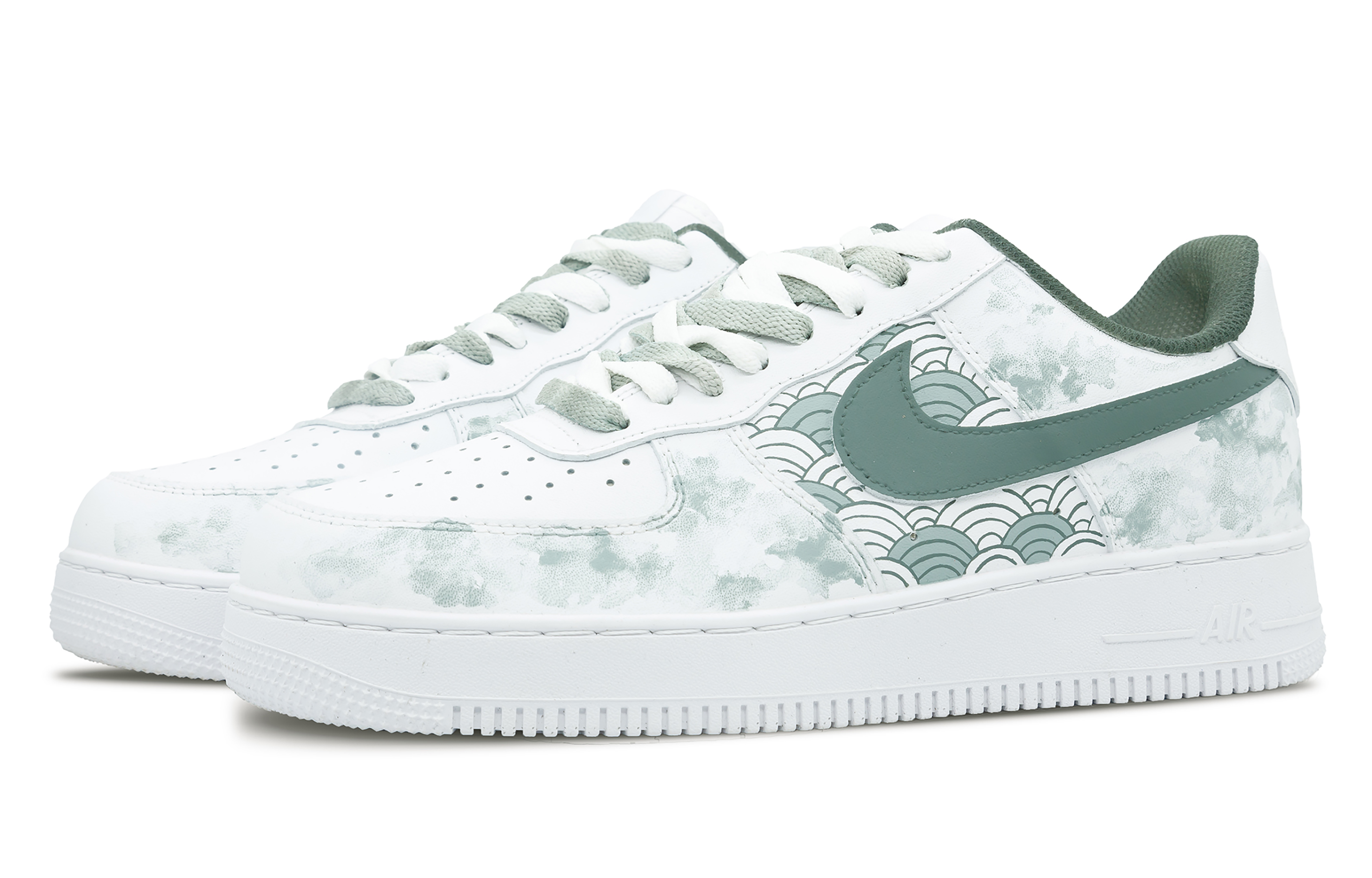 Shop (W) 나이키 에어포스 1 로우 '설날 회녹색' (Nike Air Force 1 Low '설날 회녹색') DD8959-100(Team28-女款国风祥云)