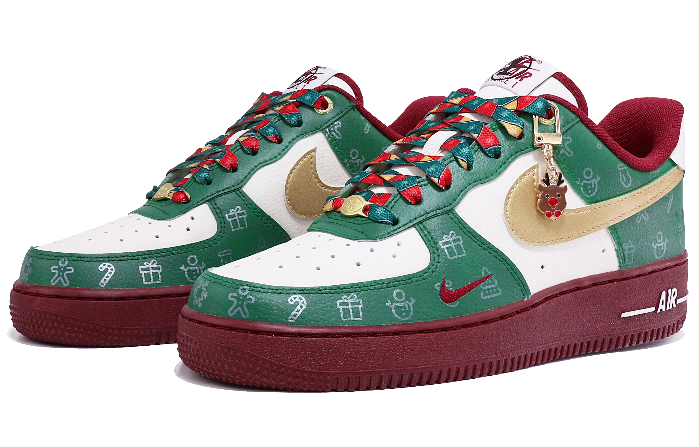 Lookbook (W) 나이키 에어포스 1 로우 '크리스마스 눈송이' DQ7582-100(TeamTen-女款圣诞绿金钩)
