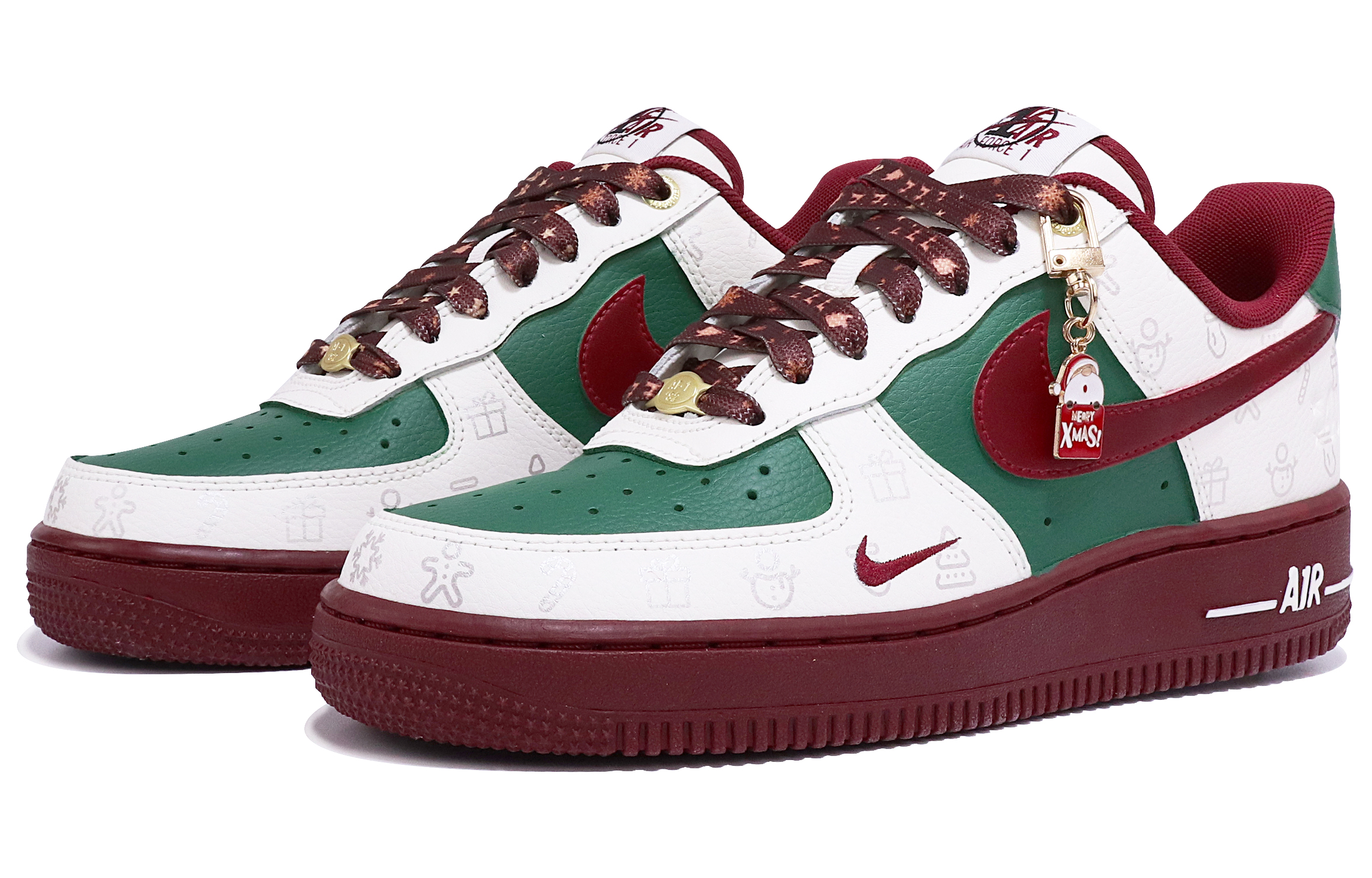 Lookbook (W) 나이키 에어포스 1 로우 '크리스마스 빈티지' (80자) DQ7582-100(TeamTen-女款圣诞绿银雪花)