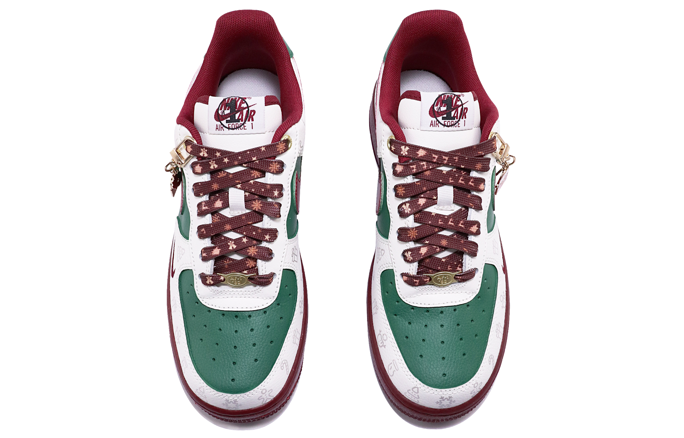 Shop (W) 나이키 에어포스 1 로우 '크리스마스 빈티지' (80자) DQ7582-100(TeamTen-女款圣诞绿银雪花)