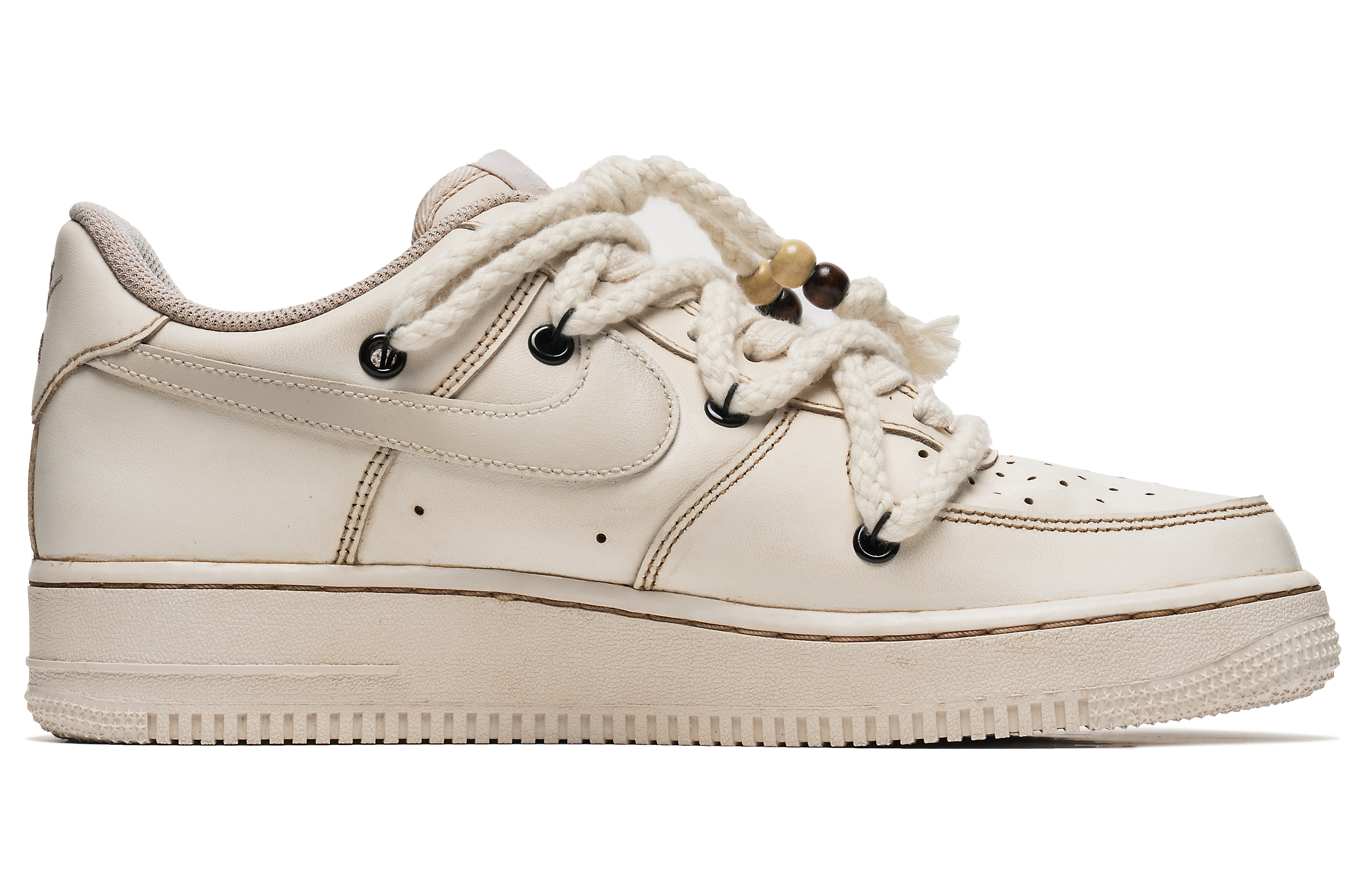 Order 【客製化球鞋】Nike Air Force 1 Low 空軍一號 野鶴製造 咖啡染 窈窕淑女書法 特殊配件 低筒 溜板鞋 女款 米
