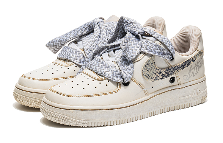 Lookbook (W) [定制鞋] 耐克空军1低帮 '咖啡色染料涂鸦蛇皮' DD8959-100(Team22-女蛇纹咖啡色A-BOX)