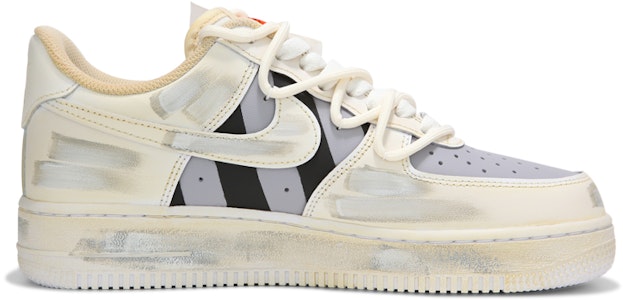 【定製球鞋】 Nike Air Force 1 Low 空軍一號 熱浪高街 貼標 條紋 做舊 復古 低筒 板鞋 女款 米白灰 Order 【定製球鞋】 Nike Air Force 1 Low 空軍一號 熱浪高街 貼標 條紋 做舊 復古 低筒 板鞋 女款 米白灰