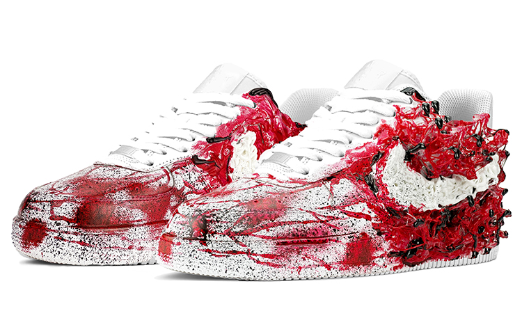 Lookbook (W) 나이키 에어포스 1 '이그 화산 검빨' (커스텀) DD8959-100(TeamY-女款克苏鲁神话黑红)