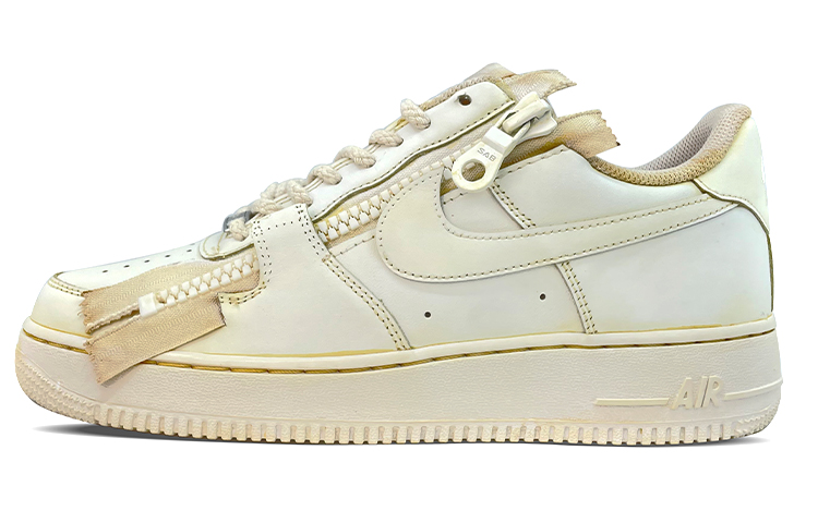 Buy (W) [Sepatu Kustom] Nike Air Force 1 Low 'Custom Zipper Distressed Beige' DD8959-100(TeamFour-做旧风-米黄色)
