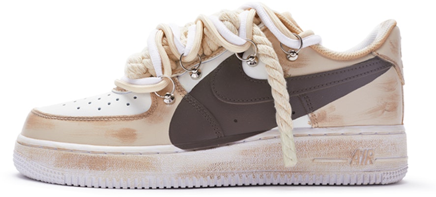 【定制球鞋】Nike Air Force 1 Low "T10" 雙鞋帶 手繪噴繪 低幫 板鞋 女款 白棕 Buy 【定制球鞋】Nike Air Force 1 Low "T10" 雙鞋帶 手繪噴繪 低幫 板鞋 女款 白棕