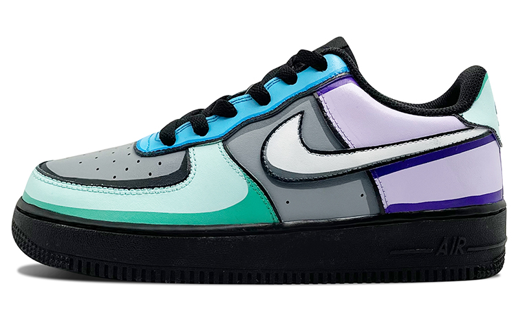 [Custom Shoes] (W) Nike Air Force 1 Low 'Custom 3D Graffiti Black Purple Green'