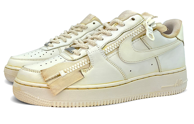 Lookbook (W) [Sepatu Kustom] Nike Air Force 1 Low 'Custom Zipper Distressed Beige' DD8959-100(TeamFour-做旧风-米黄色)