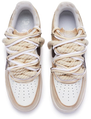 【定制球鞋】Nike Air Force 1 Low "T10" 雙鞋帶 手繪噴繪 低幫 板鞋 女款 白棕 Shop 【定制球鞋】Nike Air Force 1 Low "T10" 雙鞋帶 手繪噴繪 低幫 板鞋 女款 白棕