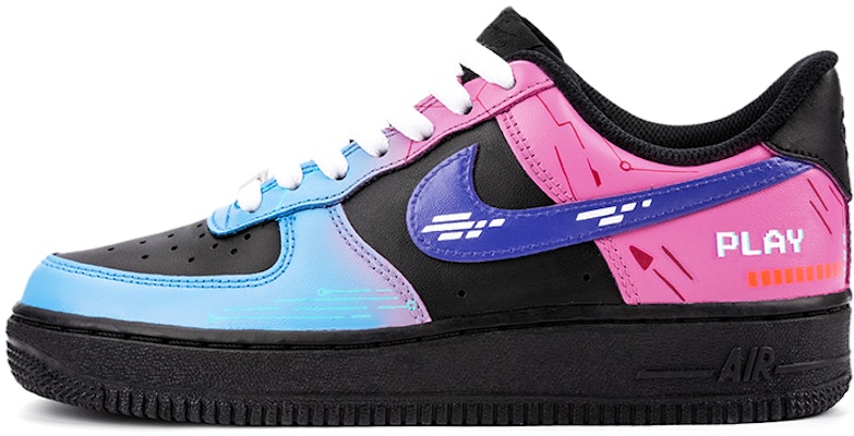 【定製球鞋】Nike Air Force 1 Low 空軍一號 遊戲主題 賽博朋克 電玩霓虹 未來科技 低幫 板鞋 女款 黑粉藍紫 Buy 【定製球鞋】Nike Air Force 1 Low 空軍一號 遊戲主題 賽博朋克 電玩霓虹 未來科技 低幫 板鞋 女款 黑粉藍紫