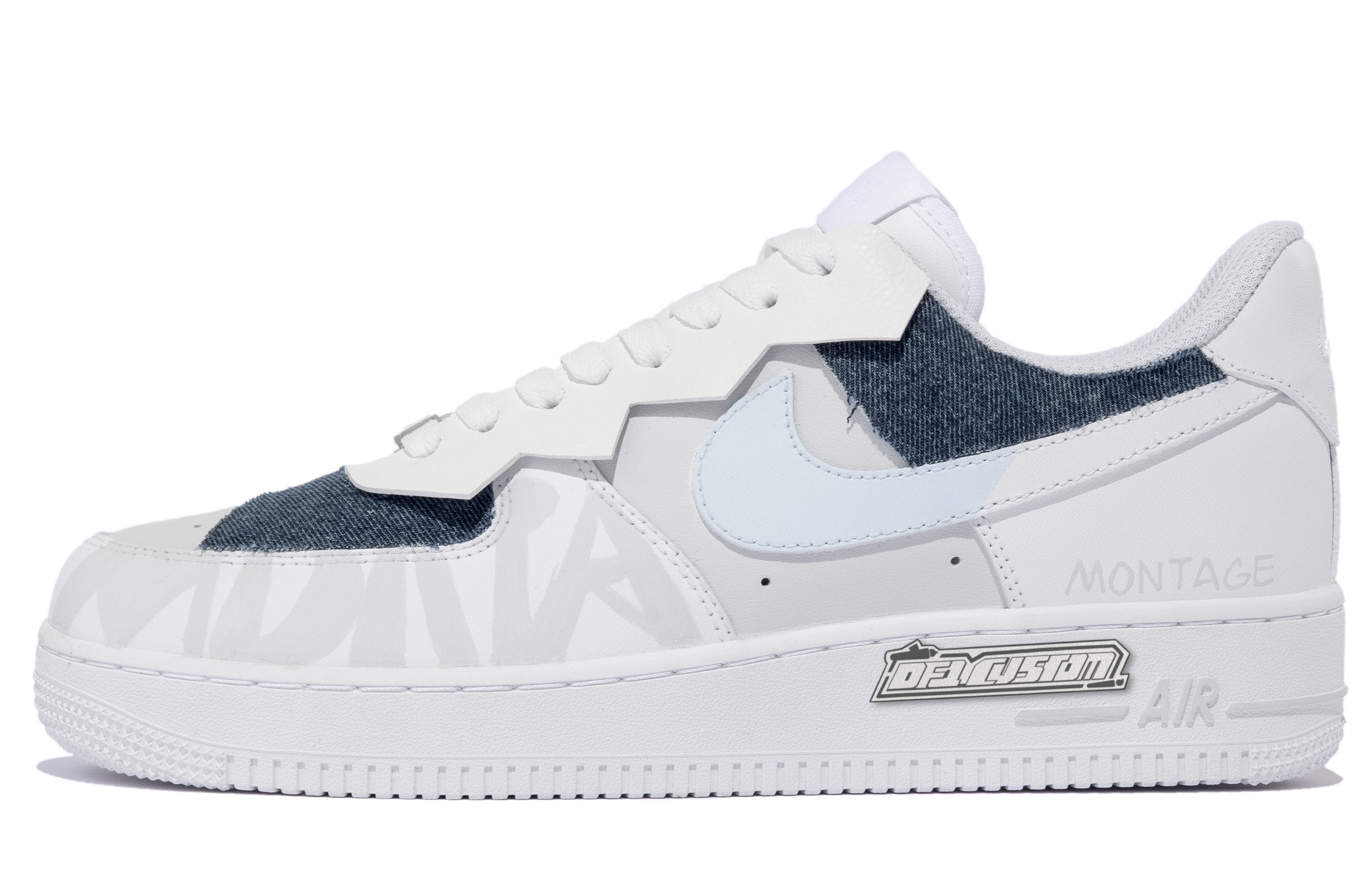 [Custom Shoes] (W) Nike Air Force 1 Low 'Da Vinci Montage Blue White Grey'