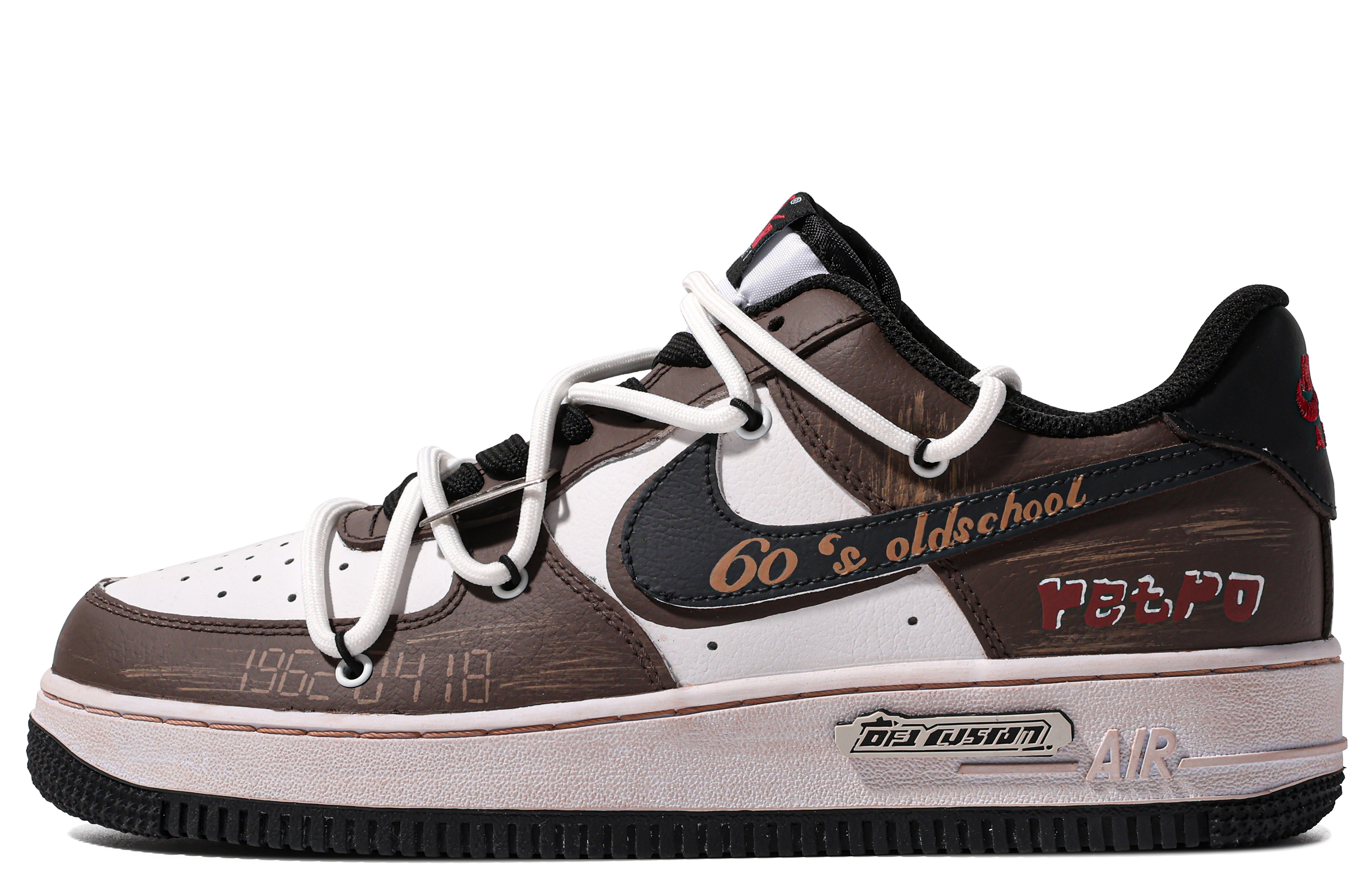 Buy (W) [Kasut Custom] Nike Air Force 1 Rendah 'Coklat-Emas-Putih-Hitam Da Vinci' DV1331-100(TeamM-女款美式60’s-BOX)